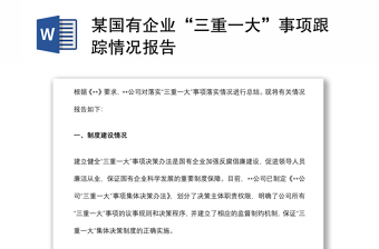 某国有企业“三重一大”事项跟踪情况报告