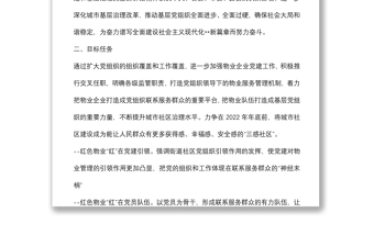 加强党建引领推进“红色物业”提升城市社区治理水平实施方案