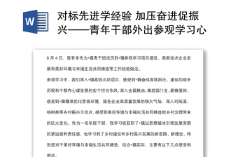 对标先进学经验 加压奋进促振兴——青年干部外出参观学习心得