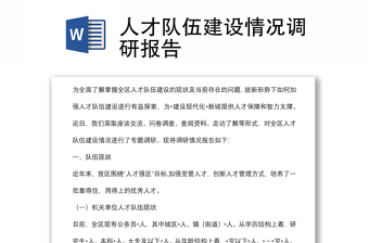 人才队伍建设情况调研报告