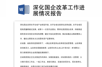 深化国企改革工作进展情况报告