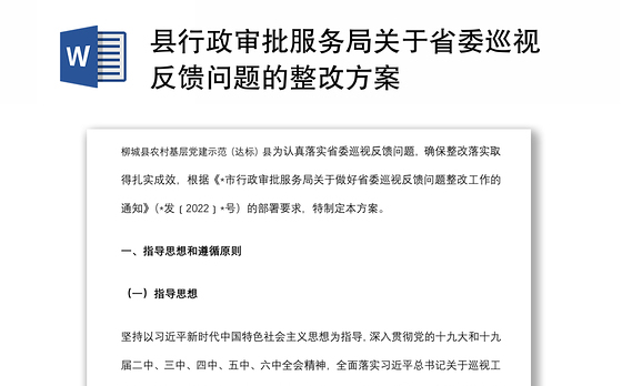 县行政审批服务局关于省委巡视反馈问题的整改方案