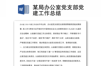 某局办公室党支部党建工作总结