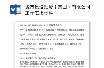 城市建设投资（集团）有限公司工作汇报材料
