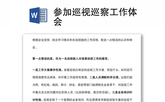 参加巡视巡察工作体会