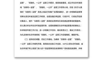 全市生态环境领域“互联网＋监管”暨“双随机、一公开”监管工作汇报