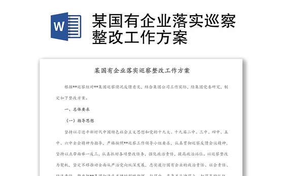 某国有企业落实巡察整改工作方案