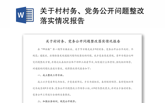 关于村村务、党务公开问题整改落实情况报告