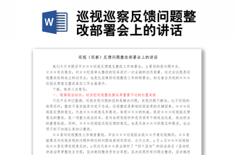 巡视巡察反馈问题整改部署会上的讲话