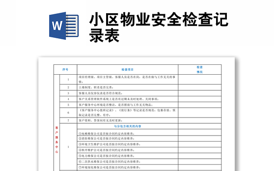 小区物业安全检查记录表