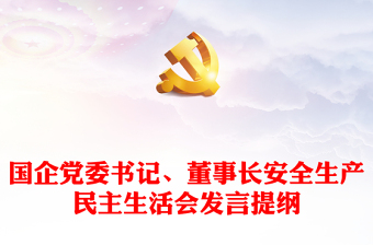 国企党委书记、董事长安全生产民主生活会发言提纲