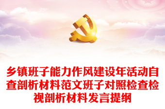 乡镇班子能力作风建设年活动自查剖析材料范文班子对照检查检视剖析材料发言提纲