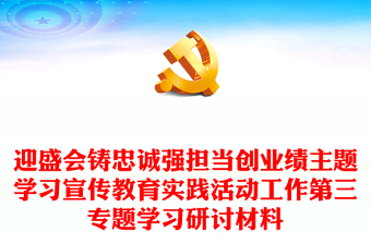 迎盛会铸忠诚强担当创业绩主题学习宣传教育实践活动工作第三专题学习研讨材料
