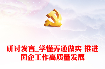 研讨发言_学懂弄通做实 推进国企工作高质量发展