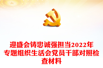 迎盛会铸忠诚强担当2022年专题组织生活会党员干部对照检查材料