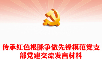传承红色根脉争做先锋模范党支部党建交流发言材料