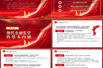 2022加强和完善现代金融监管PPT红色精美风党员干部学习教育专题党课党建课件