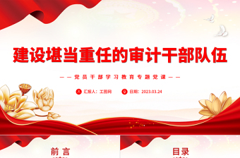 2023建设堪当重任的审计干部队伍PPT大气精美风党员干部学习教育专题党课课件模板