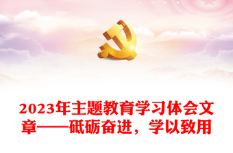 2023年主题教育学习体会文章——砥砺奋进，学以致用