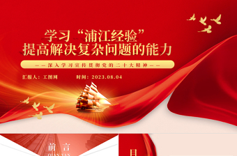 2023学习“浦江经验”提高解决复杂问题的能力PPT大气精美风党员干部学习教育专题党课课件