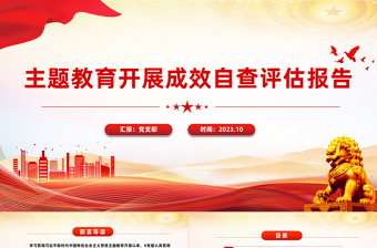 2023年主题教育开展成效自查报告PPT模板