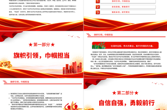 旗帜引领巾帼担当PPT红色精美为强国建设民族复兴勇担巾帼使命妇女工作党课课件