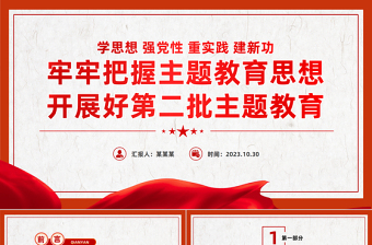 主题教育第二批PPT红色质感党员干部学习主题教育要点党员教育培训党课