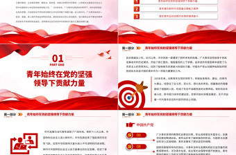 简洁精美赓续青年光荣传统书写时代崭新篇章党课PPT课件下载
