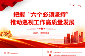 精美大气把握六个必须坚持推动巡视工作高质量发展巡视工作主题PPT课件