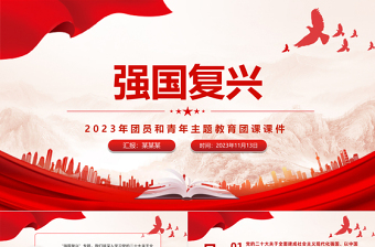 强国复兴PPT2023年大气精美团员和青年主题教育专题团课课件