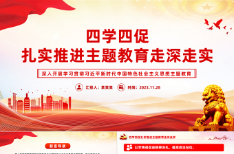 四学四促PPT大气精美扎实推进主题教育走深走实经验做法党课课件