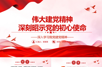 党的初心使命激发伟大建党精神ppt红色大气深入学习我党建党精神党组织专题党课课件