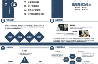 学术毕业论文答辩PPT深蓝极简风毕业汇报模板