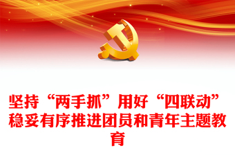 坚持“两手抓”用好“四联动”稳妥有序推进团员和青年主题教育PPT党政风抓实全省团员和青年主题教育党课课件模板(讲稿)