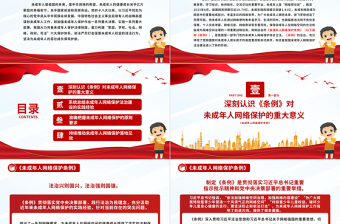 未成年人网络保护法治建设PPT红色简洁《未成年人网络保护条例》课件