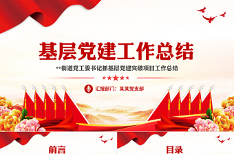 大气实用街道党工委书记抓基层党建突破项目工作总结PPT模板