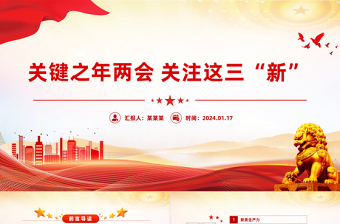 两会关注这三“新”PPT红色简洁两会精神学习党课下载