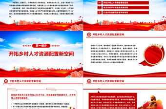 2024党建风以数字赋能助力乡村人才振兴PPT红色简洁学习教育党课课件模板