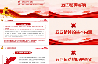 红色精美弘扬五四精神做新时代中国青年五四演讲PPT课件