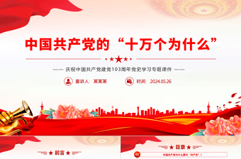建党103周年党史学习PPT精美大气中国共产党的“十万个为什么”党课下载