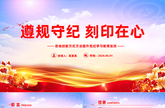 把遵规守纪刻印在心PPT简约风各地创新方式方法提升党纪学习教育微党课