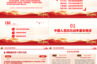 伟大抗战精神PPT红色大气中国精神谱系弘扬抗战精神克服艰难险阻为实现中华民族伟大复兴而奋斗专题辅导党课