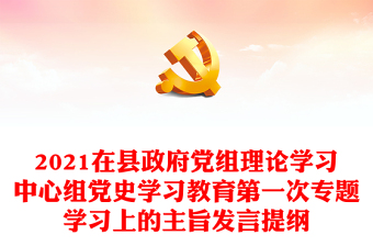 2021在县政府党组理论学习中心组党史学习教育第一次专题学习上的主旨发言提纲