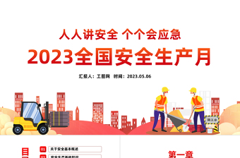 2023安全生产月PPT简洁大气人人讲安全个个会应急企业安全生产专题课件