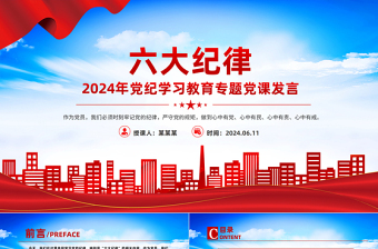 2024六大纪律PPT党建风党纪学习教育专题个人发言材料