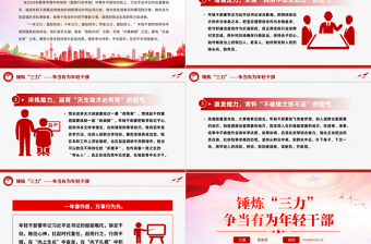 红色精美锤炼“三力”争当有为年轻干部PPT党课课件