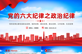 党的六大纪律之政治纪律PPT创意华美党的纪律学习党课下载