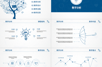 蓝色简洁教师说课教学课件动态总结PPT