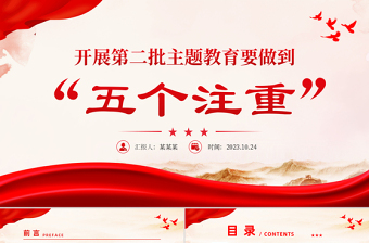 2023开展第二批主题教育要做到五个注重PPT红色大气持续推动主题教育走深走实见行见效党课课件