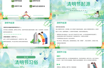 4.5清明节缅怀先烈传承美德PPT绿色精美清明节主题班会课件下载